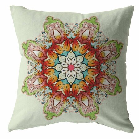 HOMEROOTS 16 in. Mandala Indoor & Outdoor Throw Pillow Orange & Green 412228